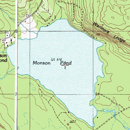 Topographic Map of Monson Pond, ME