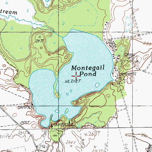 Topographic Map of Montegail Pond, ME