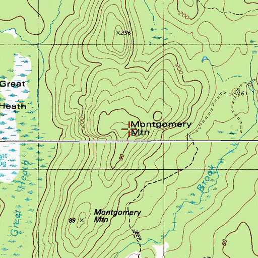 Topographic Map of Montgomery Mountain, ME