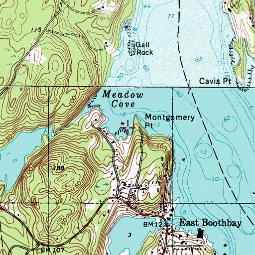 Topographic Map of Montgomery Point, ME