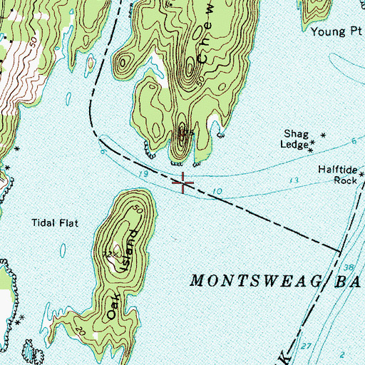 Topographic Map of Montsweag Brook, ME