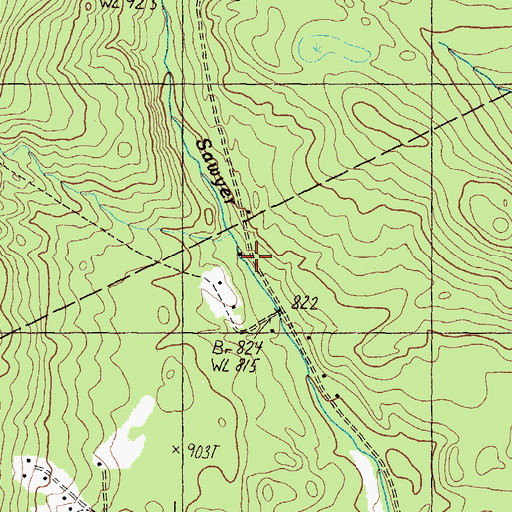 Topographic Map of Moody Brook, ME