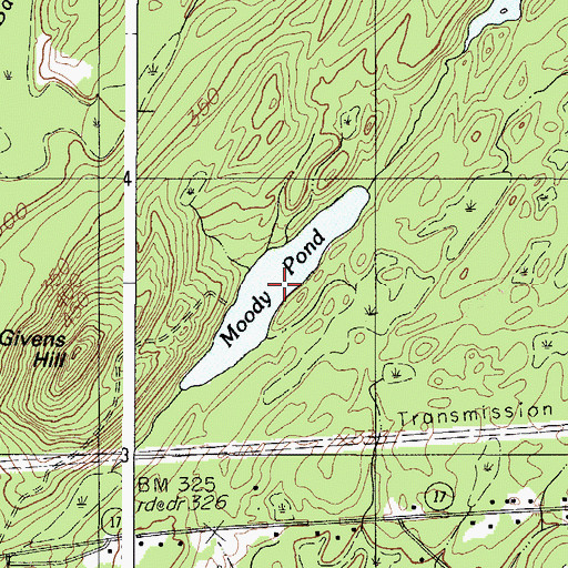 Topographic Map of Moody Pond, ME