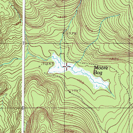 Topographic Map of Moore Bog, ME
