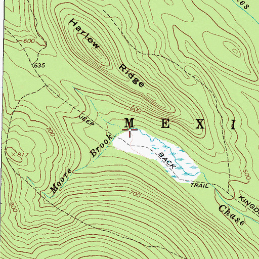 Topographic Map of Moore Brook, ME