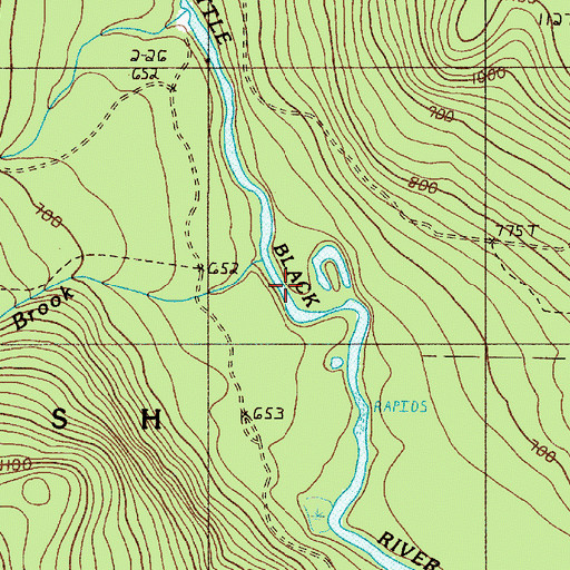 Topographic Map of Moores Brook, ME