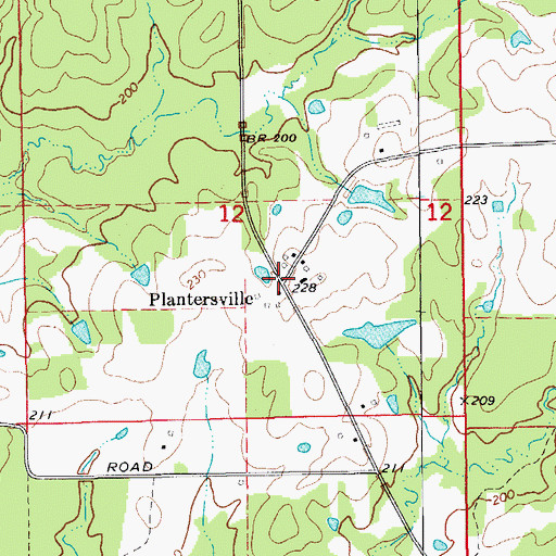 Topographic Map of Plantersville, AR