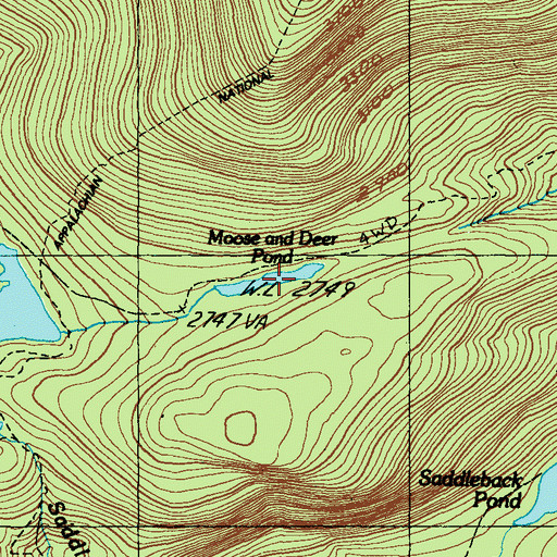 Topographic Map of Moose and Deer Pond, ME