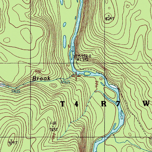 Topographic Map of Moose Brook, ME