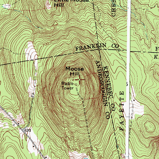 Topographic Map of Moose Hill, ME