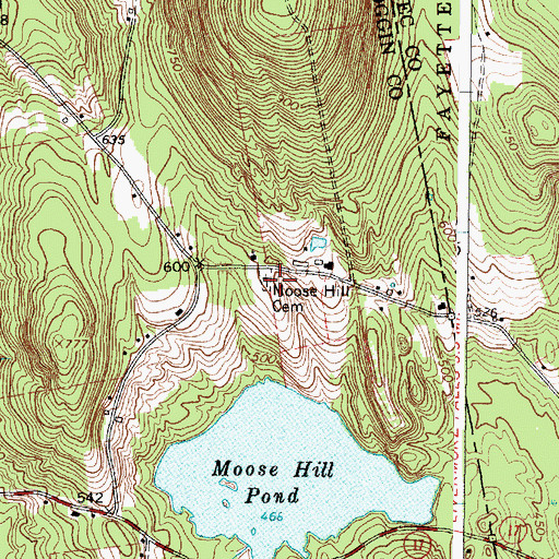 Topographic Map of Moose Hill Cemetery, ME