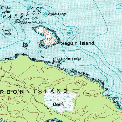 Topographic Map of Moose Ledge, ME