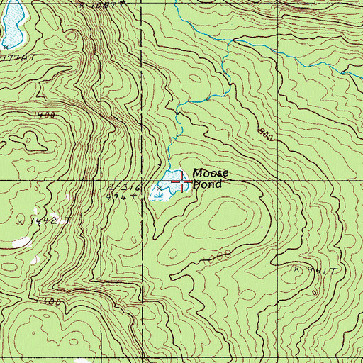 Topographic Map of Moose Pond, ME