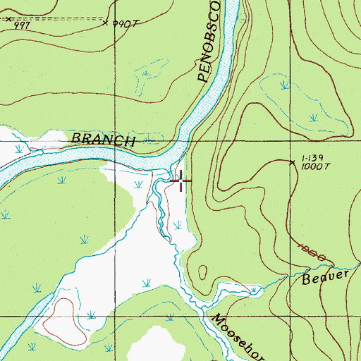 Topographic Map of Moosehorn Stream, ME