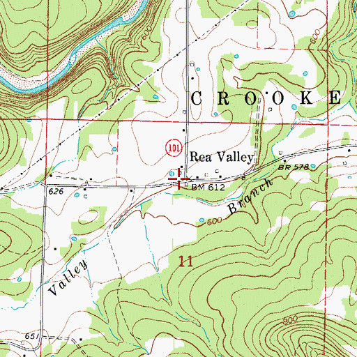 Topographic Map of Rea Valley, AR