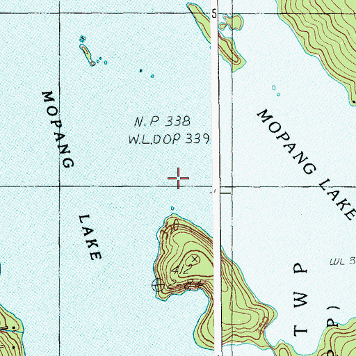 Topographic Map of Mopang Lake, ME