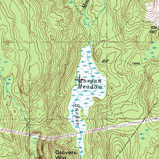 Topographic Map of Morgan Meadow, ME