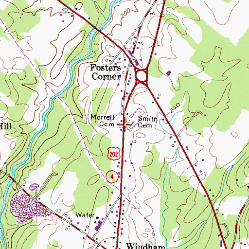 Topographic Map of Morrell Cemetery, ME