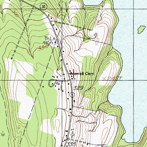 Topographic Map of Morrell Cemetery, ME