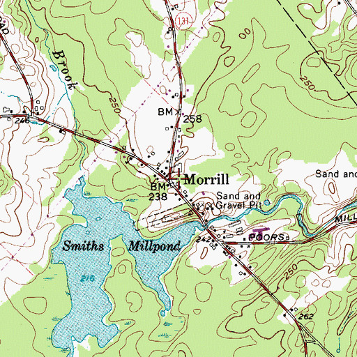 Topographic Map of Morrill, ME