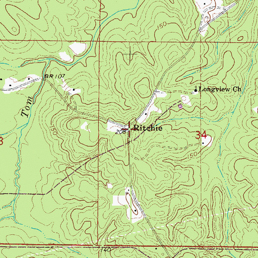 Topographic Map of Ritchie, AR