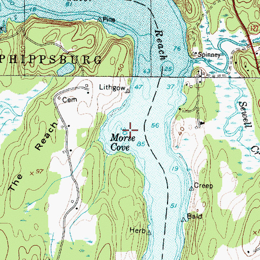 Topographic Map of Morse Cove, ME