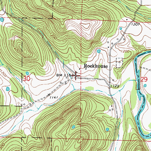 Topographic Map of Rockhouse, AR