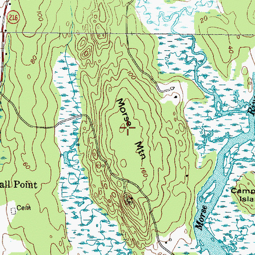 Topographic Map of Morse Mountain, ME