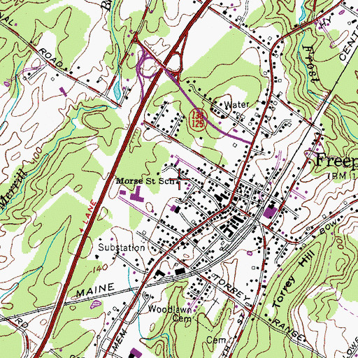 Topographic Map of Morse Street School, ME