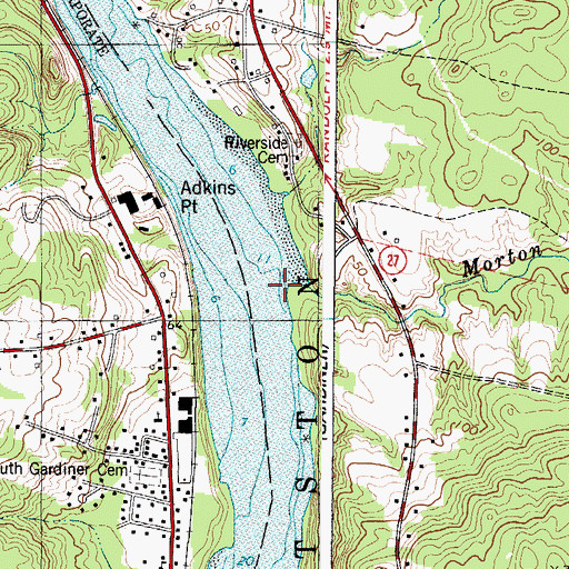 Topographic Map of Morton Brook, ME