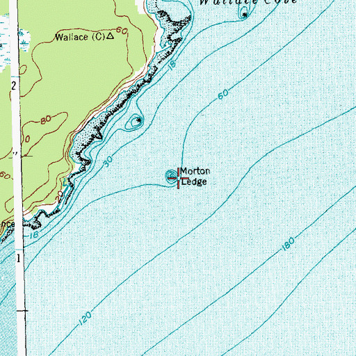 Topographic Map of Morton Ledge, ME