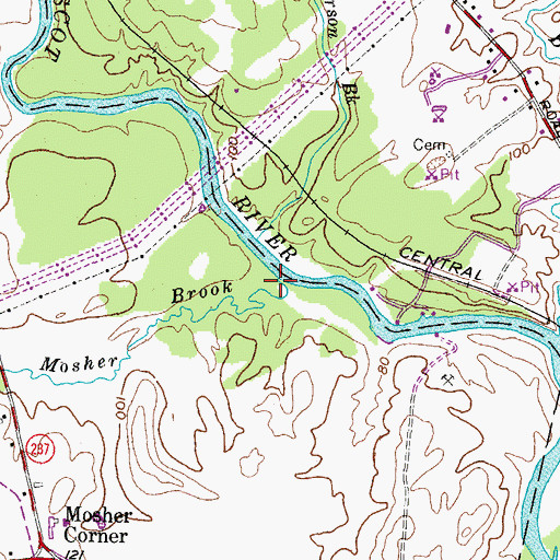 Topographic Map of Mosher Brook, ME