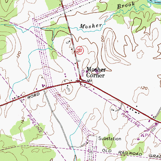 Topographic Map of Mosher Corner, ME