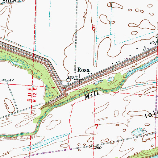 Topographic Map of Rosa, AR