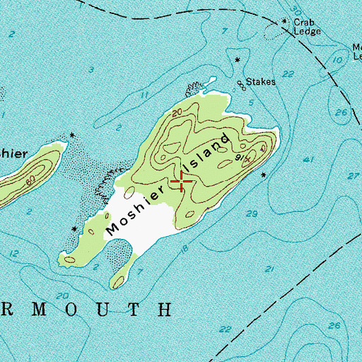Topographic Map of Moshier Island, ME