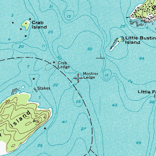 Topographic Map of Moshier Ledge, ME