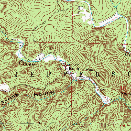 Topographic Map of Rush, AR