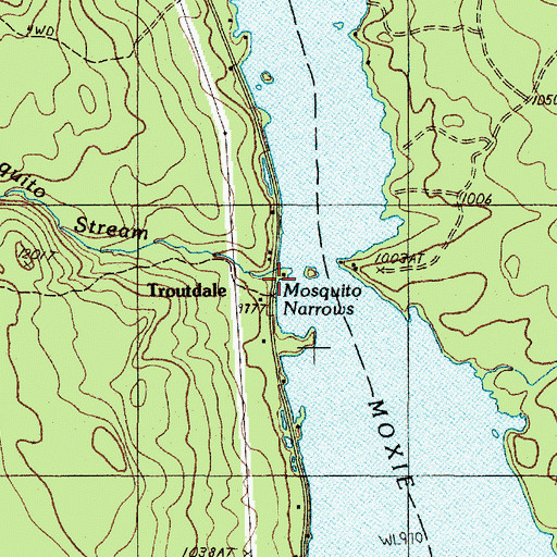 Topographic Map of Mosquito Stream, ME