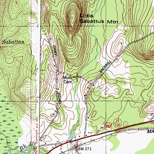 Topographic Map of Moss Cemetery, ME
