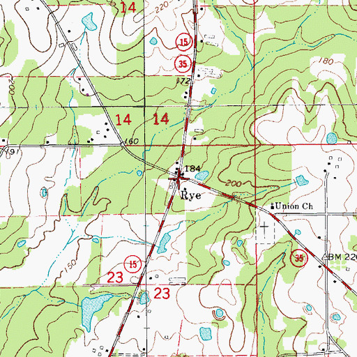 Topographic Map of Rye, AR