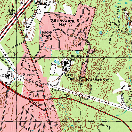 Topographic Map of Mount Ararat High School, ME