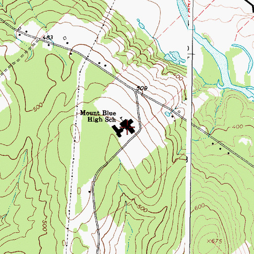 Topographic Map of Mount Blue High School, ME