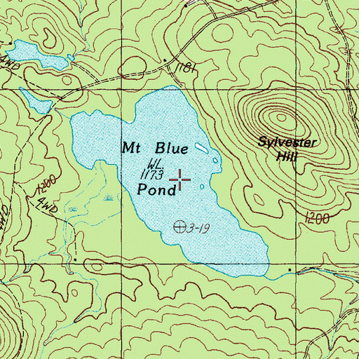 Topographic Map of Mount Blue Pond, ME