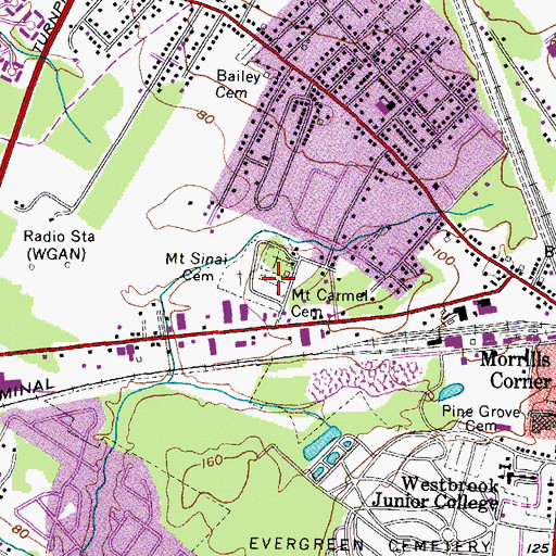 Topographic Map of Mount Carmel Cemetery, ME