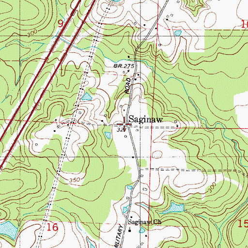 Topographic Map of Saginaw, AR