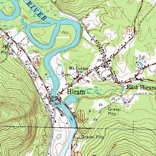 Topographic Map of Hiram Elementary School, ME