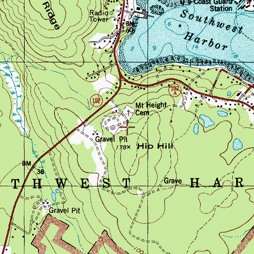 Topographic Map of Mount Height Cemetery, ME
