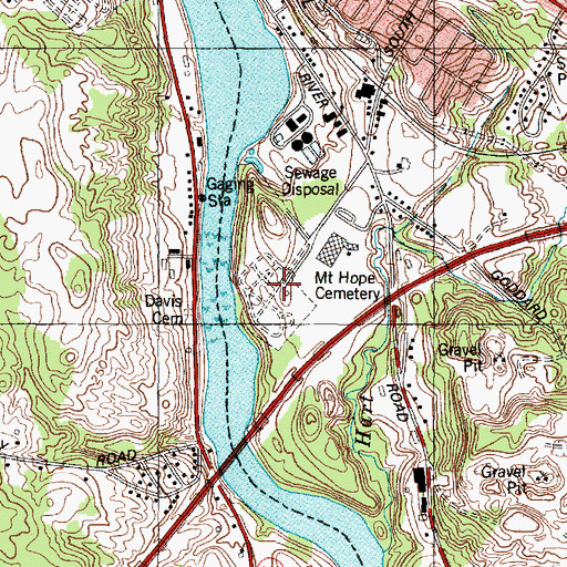 Topographic Map of Mount Hope Cemetery, ME