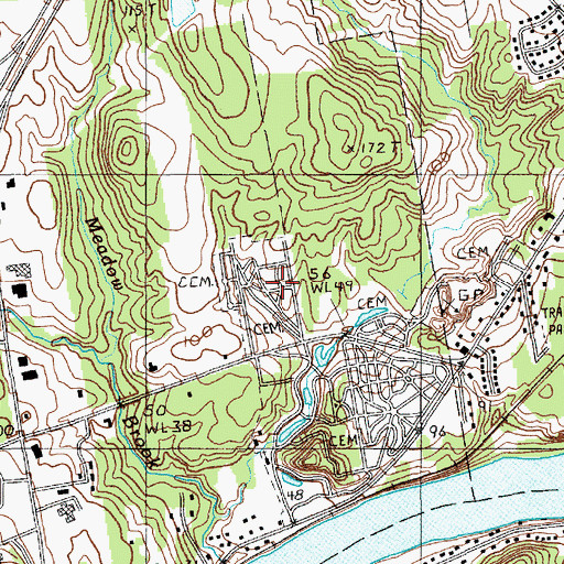 Topographic Map of Mount Hope Cemetery, ME