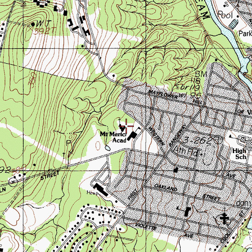 Topographic Map of Mount Merici School, ME